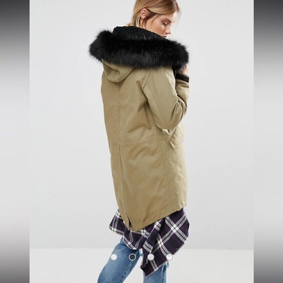 Converse Khaki Shield Storm Parka With Faux Fur Lined Hood - Picture 3 of 16